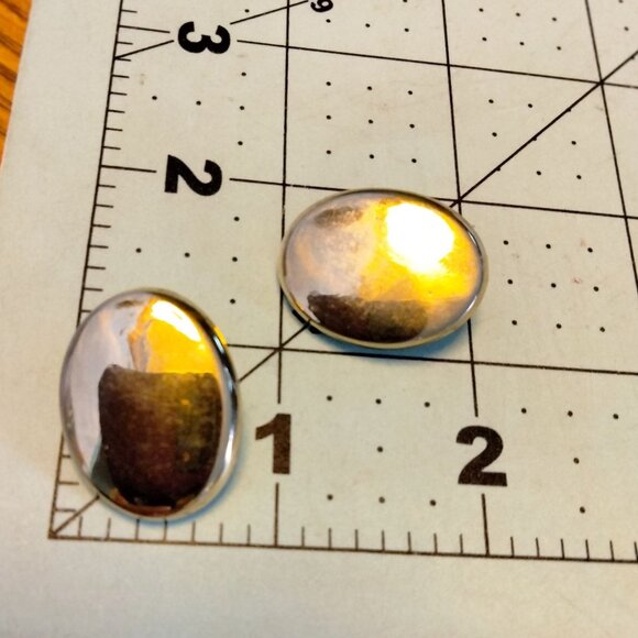 Gold Tone Oval Pierced Post Earrings - Picture 3 of 6